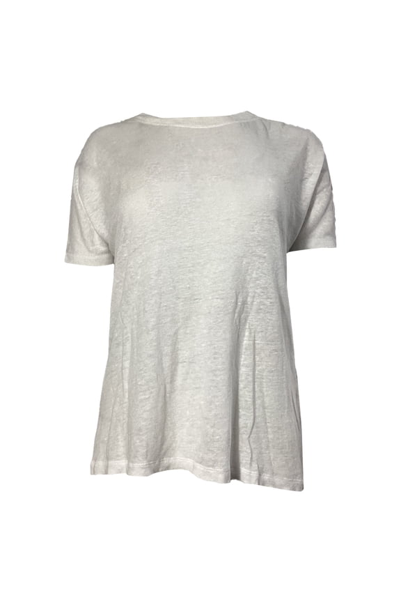 Lace Detail Crewneck T-Shirt White Linen