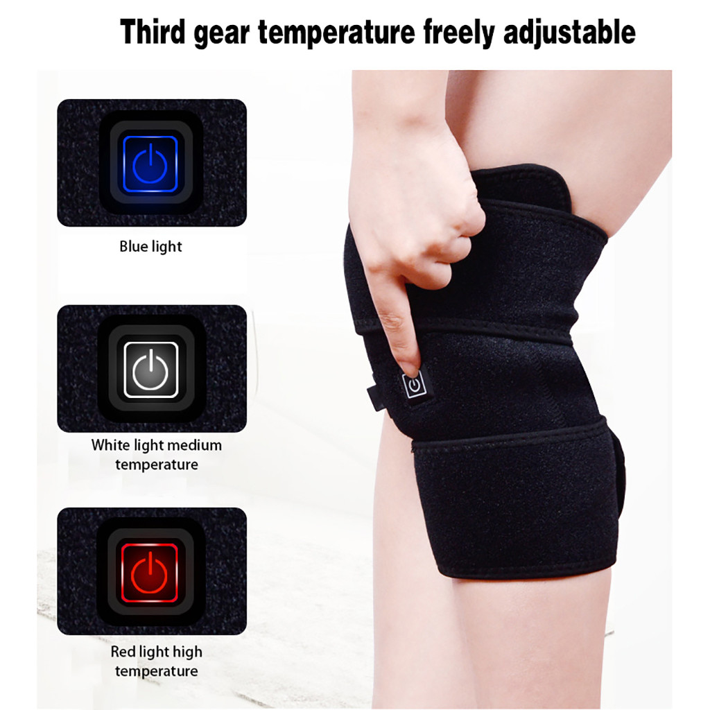 LHWEN Therapeutic Heated Knee Brace Wrap with Warm Massage and Adjustable Compression Electric Heating Pad for Knee and Discomfort Ideal for Fitness Yoga and Outdoor Activities USB Powered Neoprene