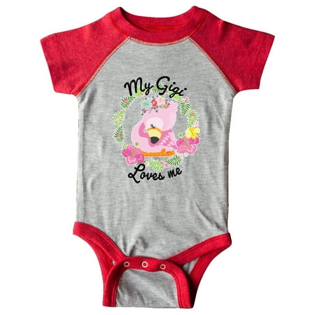 

Inktastic Baby Flamingo My Gigi Loves Me with Flower Wreath Gift Baby Boy or Baby Girl Bodysuit