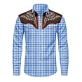 thumbnail image 3 of Kiijoy Boys Western Cowboy Shirt Vintage Button Down Long Sleeve Shirt Top, Blue, 13-14 Years, 3 of 3