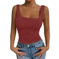 thumbnail image 2 of longantii Womens Square Neck Tank Tops Crop Summer Basic Going Out Tops Tight Crop Ruched Fashion Clothing 2026 Wine M, 2 of 7