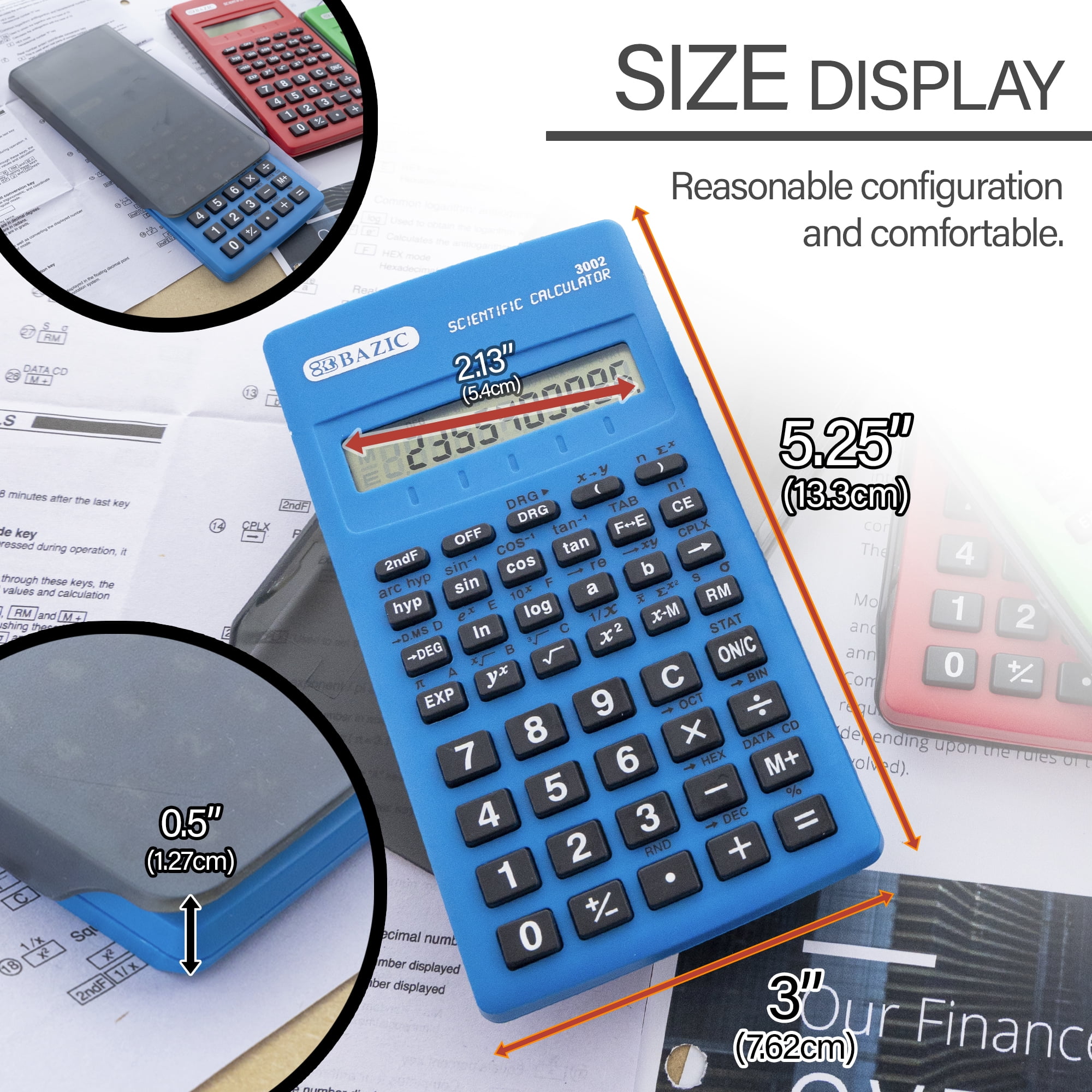 BAZIC Scientific Calculator 56 Function Slide-On Case for Engineering, 12-Pack