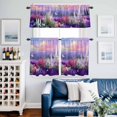 thumbnail image 2 of Purple Lavender Kitchen Curtains Sets for Windows 36 Inch Length, Spring Country Oil Painting Butterfly Flower Rod Pocket Window Treatments Tier Curtains and Valances Set for Bedroom/Bathroom, 2 of 8