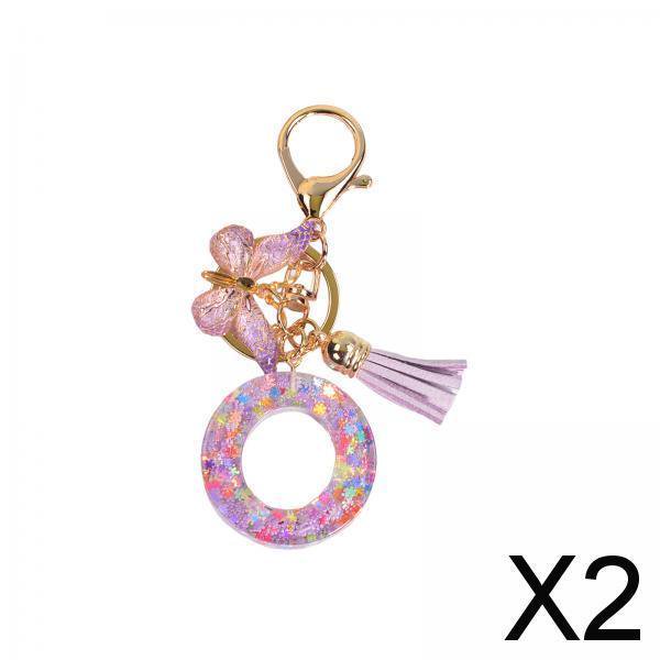 Llavero con dijes,Llavero con letras Llavero Colgante Monedero Charms,Llavero para Bolso Mochila Decoración Mujer,Llavero con forma de mariposa y alfabeto para llave de bolso,Llavero 2 piezas