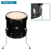 Hassch Full Size Adult Drum Set 5-Piece Black With Bass Drum, Two Tom Drum, Snare Drum, Floor Tom, 16 Ride Cymbal, 14 Hi-Hat Cymbals, Stool, Drum Pedal, Sticks