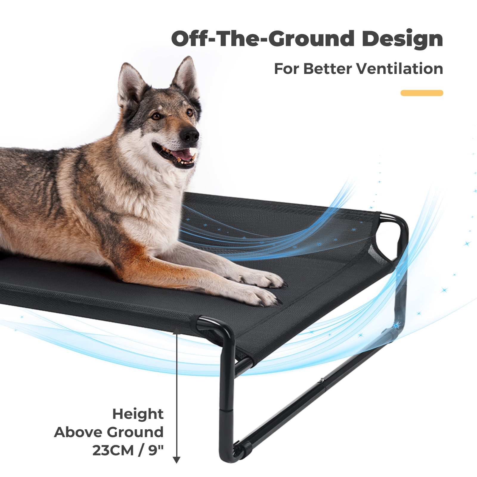 Veehoo Original Cooling Elevated Dog Bed, Raised Dog Cot with Washable Mesh, X-Large, Black