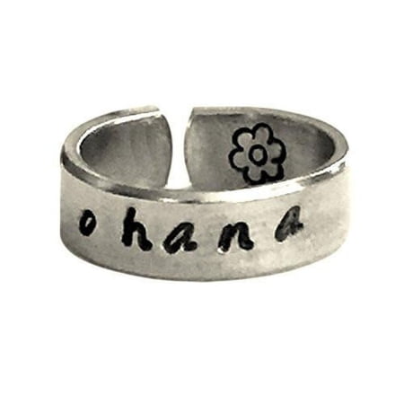 Ohana Aluminum Ring Hibiscus Hand Stamped Personalized Aluminum Spiral Ring J...