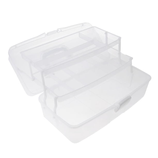 3 capas de herramientas de arte de uñas de mano cepillos caja de almacenamiento organizador caja de plástico Claro Yuyangstore Envase cosmético del maquillaje
