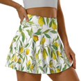 thumbnail image 5 of HELLHERO Polyester Spandex Tennis Skirt for Yoga Hiking Vacation, Built-in Shorts 2 Side Pockets Athletic Skorts, Lemons Pattern, 5 of 9