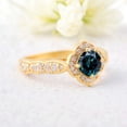 thumbnail image 4 of JEWELRYTREASURE 5 MM / 1 ct Teal Sapphire Engagement Ring Diamond Halo Jewelry Yellow Gold Plated Promise Ring New Year Gift for Wife, 4 of 8