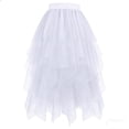 thumbnail image 2 of QIUOMBBP Kids A Line Tiered Tulle Skirts Solid Color Flowy Midi Length Mesh Long Skirts Elastic High Waisted Birthday Party Dress, White, 170, 2 of 6