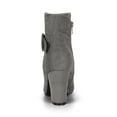 thumbnail image 2 of BLISSFUL STEP Women's Boots Faux Suede Ankle Booties Block Heel Round Toe Buckle Side Zip Boots Grey 5.5, 2 of 8