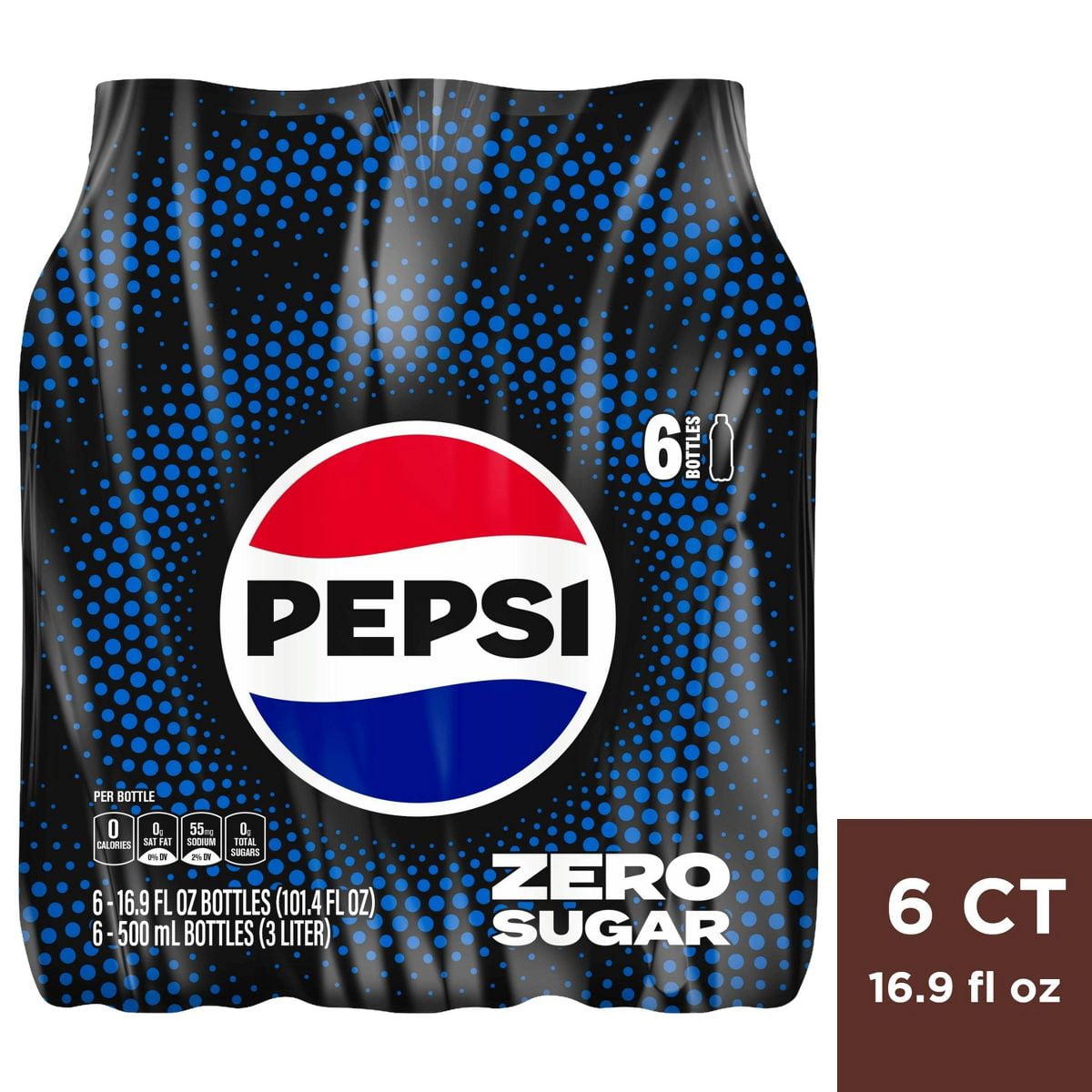 Pepsi-Cola Zero Sugar Soda, 16.9 fl oz Bottles, 12 Pack - Walmart.com