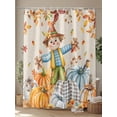 thumbnail image 4 of Scarecrows Pumpkins Thanksgiving Fall Shower Curtain, Farmhouse Autumn Leaves Bathroom Decor Curtains Set with Hooks, Waterproof Fabric Home Accessories， 72 X 84 Inch Extra Long, 4 of 6