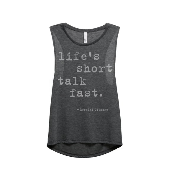 Life's Short Talk Fast Women's Fashion Sleeveless Muscle Workout Yoga Tank Top Charcoal Grey Large