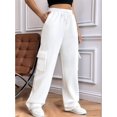 thumbnail image 5 of Womens Cargo Sweatpants Baggy Fleece High Waisted Joggers Sweat Pants Athletic Pants White XL, 5 of 8