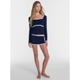 thumbnail image 2 of No Boundaries Cotton Blend Jersey Lace Sleep Shorts, Women’s XXS-3X, 2 of 5