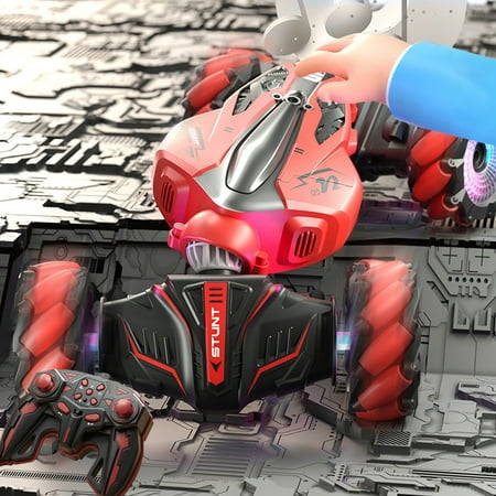 ABPWLY Toys 2.4G Gesture and Remote Control Stunt Car 4WD with LED Lights 360 Rotation Off-Road RC Vehicle for Age 4+ Gift Games