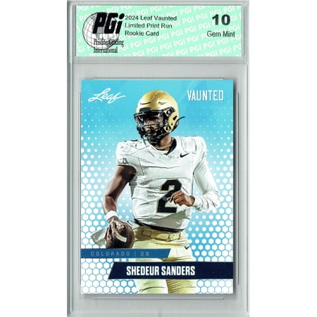 Shedeur Sanders Rookie Card Cleveland PGI 10 Gem Mint Football Trading Card 2024 Leaf Vaunted #V-16 Debut Collection