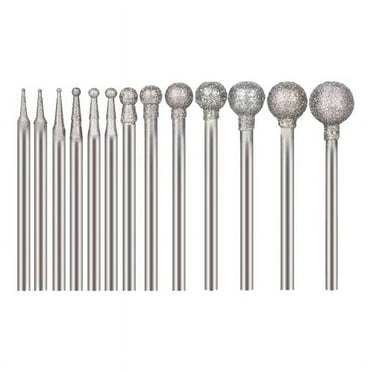 13Pcs Shape Diamond Burr with 3/32 inch Mandrel for Rotary Tools