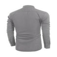 thumbnail image 4 of AMERTEER Men‘s Linen Shirts Solid Color Long Sleeve Stand Collar Button Tops, 4 of 5