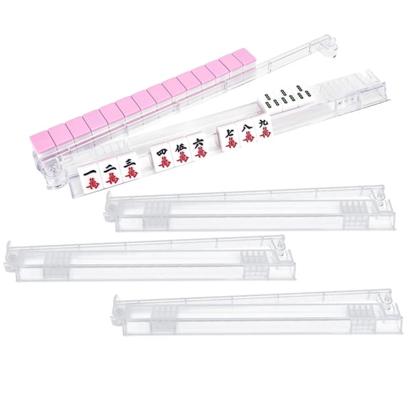 Clear Mahjong Racks With Pushers, For American Mahjong Games, Plastic Mahjong Racks, Mah Jongg Accessories, 4 Pack