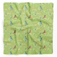 thumbnail image 1 of Bimba Green Floral & American Robin Watercolor Pure Silk Printed Scarf Dupatta Head Neck Wrap Bandanas For Women 40 x 80 Inches, 1 of 6
