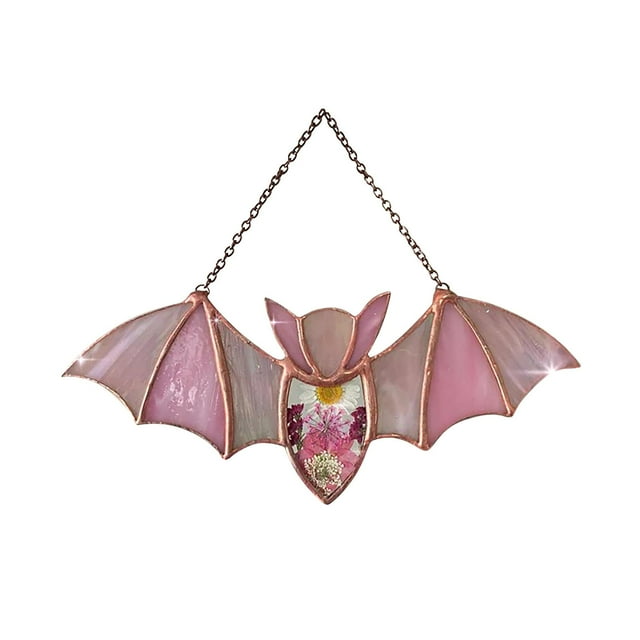 Adorno colgante de acrílico de murciélago de Halloween hecho a mano 7,8x3,5 pulgadas accesorio duradero multiusos colorido con cadenas de metal para