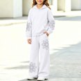 thumbnail image 2 of Enjoytime Girls Outfits Floral Print Long Sleeve Hoodie with Wide Leg Pants 2 Piece Set Kids Fall Winter Fashion Comfy Casual Sweatsuit, 2 of 7