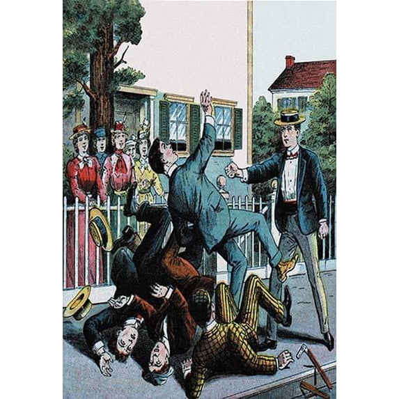 A Punch Sends Them Sprawling Fine art canvas print (20" x 30")