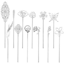 12 Pack Gold Decorative Chinese Vintage Butterlfy Flower Metal Hair Sticks Chopsticks Retro Hair Pins Forks Hairpins Hair Bun Updo Holders Long Thick Hair Accessories for Women Girls