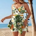 thumbnail image 5 of YTCAMLO 2 Piece Tankini Swimsuits for Women Trendy Tropical Floral V Neck Tankini Top with Boyshorts Lightweight Quick Dry Bathing Suits, Green1 L, 5 of 6