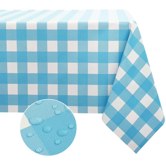 LAICAIW 100% Waterproof Vinyl Table Cloth, Oil-Proof Spill-Proof PVC Rectangle Tablecloth, Wipeable Plastic Table Cover for Outdoor, Picnic, Camping
