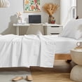 thumbnail image 4 of Sleep Zone Luxury Embossed Twin Bed Sheets Set for Kids, Four-Leaf Clover Pattern Sheet & Pillowcase Sets 3 Piece - Super Soft, Wrinkle Free, Fade Resistant, Deep Pocket 16" (White, Twin), 4 of 8