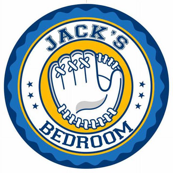 JACK'S Baseball Glove Bedroom 14" Round Metal Sign Boys Room 100140029036