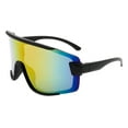 thumbnail image 2 of Mens Shield Wrap Sunglasses Oversized Sports UV 400 Black, Orange Multi Mirror, 2 of 4