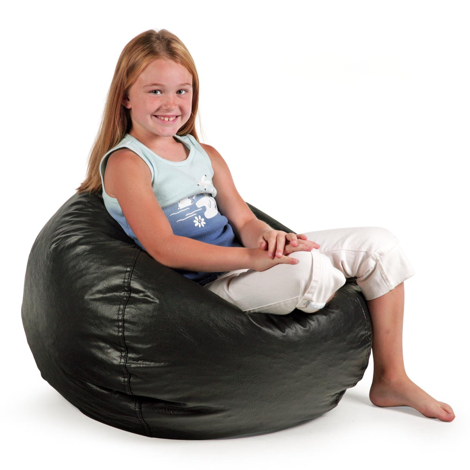 96" Round Vinyl Matte Bean Bag Fuchsia Petal Chair Kids ...