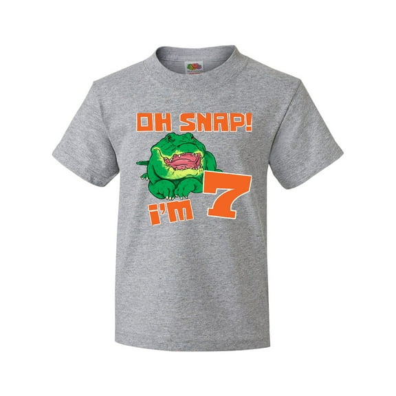 Inktastic Oh Snap! I'm 7 Cute Green Alligator Youth T-Shirt