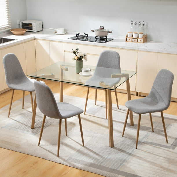 Sanspredet Dining Room Table Set for 4, Modern 5-Piece Dining Table and