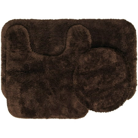 Mainstays Nylon 3 Piece Bath Rug Set, Costa Brown