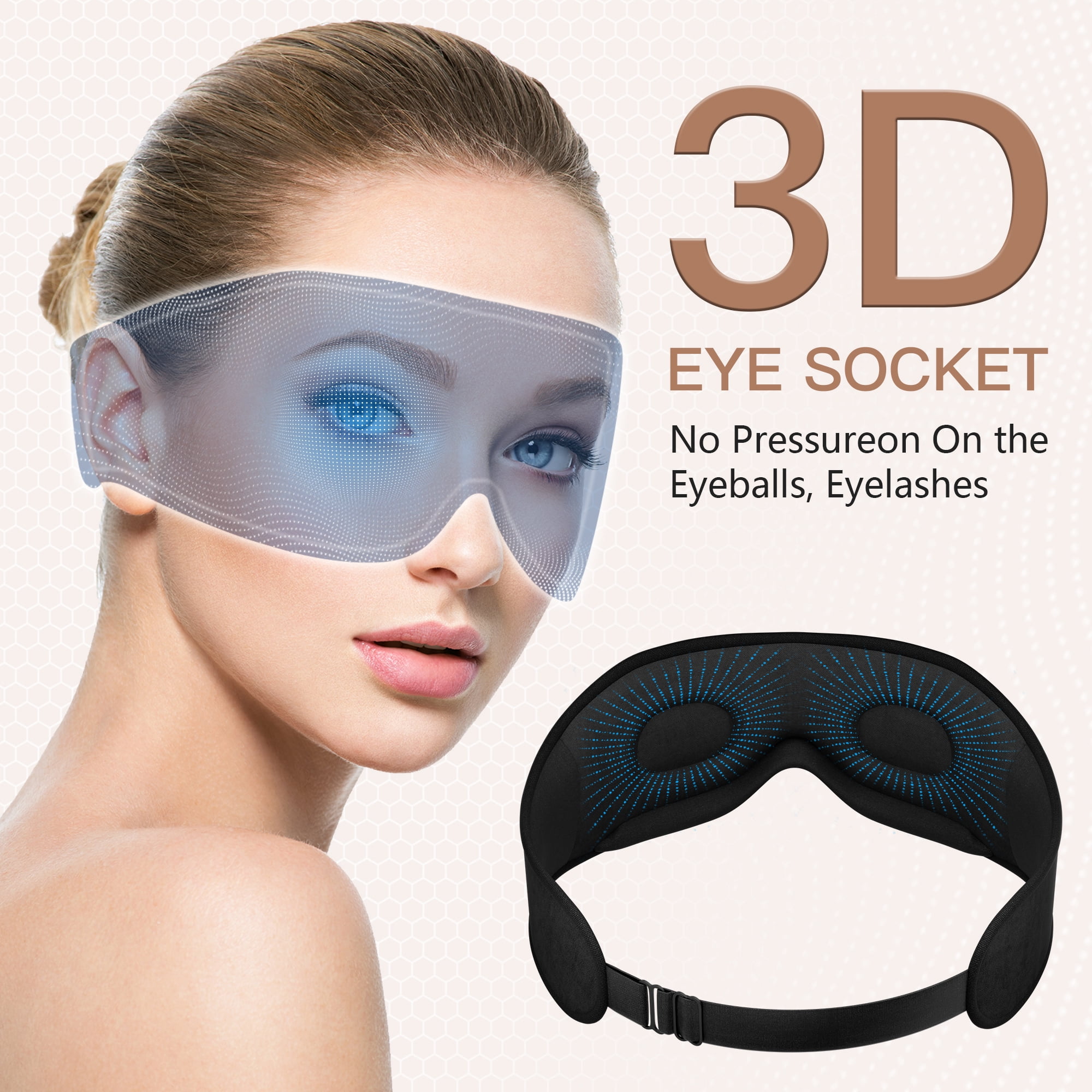 Arsvita Sleep Mask with Headphones Bluetooth 5.2 Wireless, 3D Eye Mask for Sleeping Built-in HD Music, Microphone for Calls, Sleep Headphones for Side Sleepers Travel Yoga Meditation