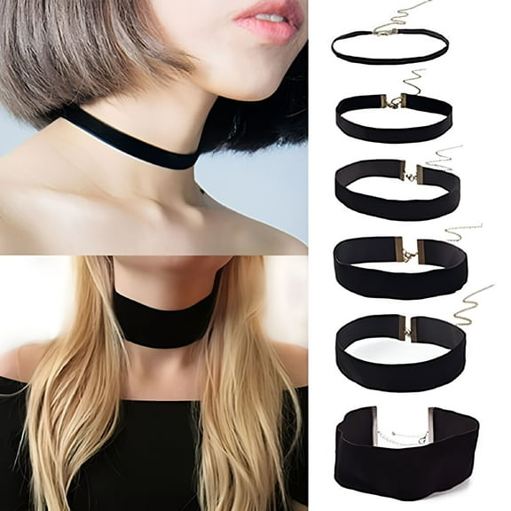 DESIGNICE Lady Black Velvet Choker Gothic Necklace Simple Retro Jewelry Black Velvet 6mm
