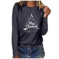 thumbnail image 4 of asdoklhq Christmas Womens Winter Tops Ladies Fashion Casual Christmas Print Round Neck Loose Long Sleeve Top Dark Gray L, 4 of 5