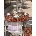 thumbnail image 5 of Boanket Outdoor Tablecloth with Umbrella Hole for Patio/Picnic/Party/Camping, Red Boho Waterproof Table Cloth Round Cover Washable, Contemporary Abstract Ethnic Vintage Geometric (Dia 54"), 5 of 7