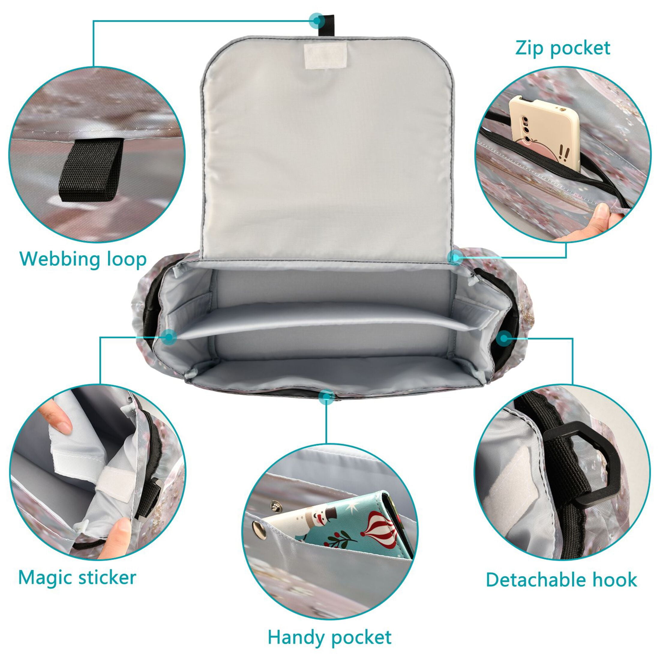 DIXRUYEE Stroller Organizer Pinkorbit Printed
