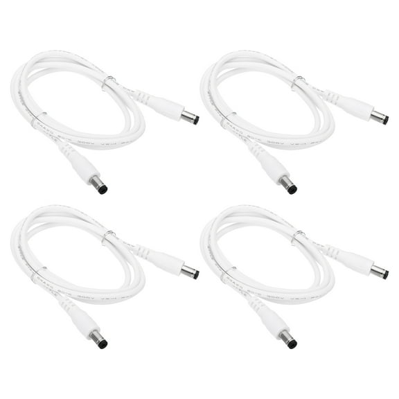 Uxcell 3Ft Male to Male 5.5x2.1mm DC Power Extension Cable, 4 Pcs 24AWG Wire Adapter Connector Charging Cord, White