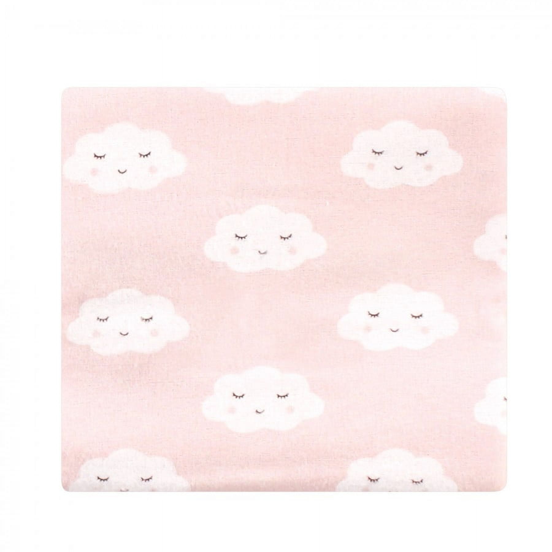 Hudson Baby Unisex Baby Cotton Poly Flannel Receiving Blankets Bundle, Pink Clouds, One Size