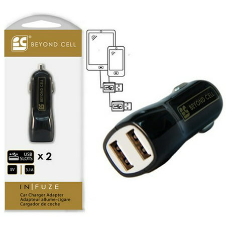 BLACK 3.1A DUAL USB 2 PORT CAR CHARGER ADAPTER UNIVERSAL FOR CELL PHONE (Best Car Mobile Charger)