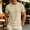 thumbnail image 2 of Men's Summer Solid Color Casual Tee T-Shirt Top Short Sleeve Crewneck Loose Fit Breathable Quick Dry Moisture Wicking Gym Workout Hiking Daily Essential Gift | JASKFLY,Beige L, 2 of 8