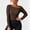 *Brown, variant on ClodeEU Women's Asymmetrical Twist Neck Ribbed Knit Crop Tops,Casual Slim Fit Long Sleeve Blouse ,Women's Plus L